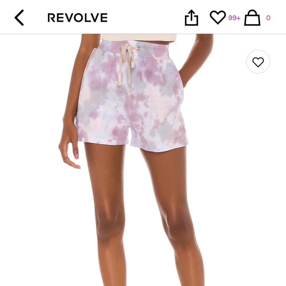 1 Frankie’s Bikini and 1 Tularosa Brand Tie-dye Sweat Shorts in XS